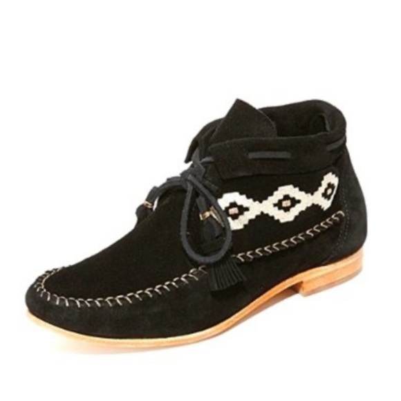 Soludos Moccasin Embroidered Booties Women’s Size 7 Leather - Picture 1 of 8